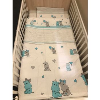 Pamut Babaágynemű, 2 részes - vízilovas és szívecskés