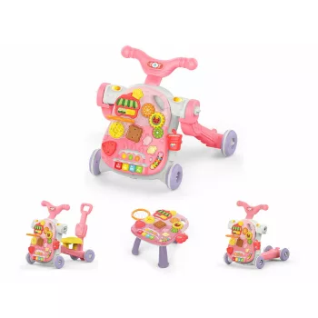   Kikkaboo készségfejlesztő járássegítő és asztal 4az1-ben Sweet Escape pink