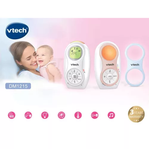 Vtech bébiőr audio dupla akkumulátorral, éjjeli fénnyel, altatódallal DM1215