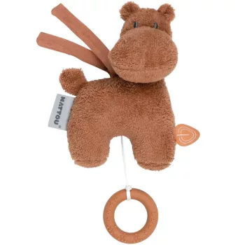   Nattou felhúzós zenélő plüss kicsi Susie and Bonnie - Susie, a víziló barna