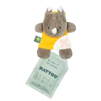   Nattou szundikendő plüss hideg/meleg terápiás gélpárnával BuddieZzz orrszarvú