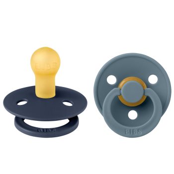   BIBS játszócumi – Colour natúr kaucsuk 0-6 hó tintakék és páva 2 db