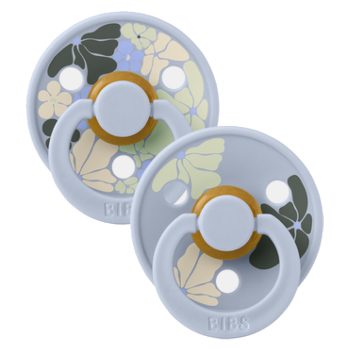   BIBS játszócumi - Studio Virágzás Colour natúr kaucsuk 0-6 hó hamvaskék mix 2 db