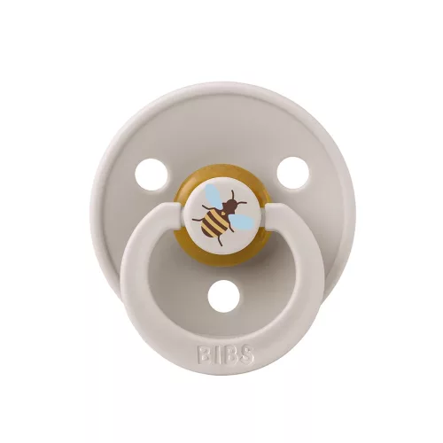 BIBS játszócumi - Studio Méhecske Colour natúr kaucsuk 0-6 hó gombaba 1db tasakban