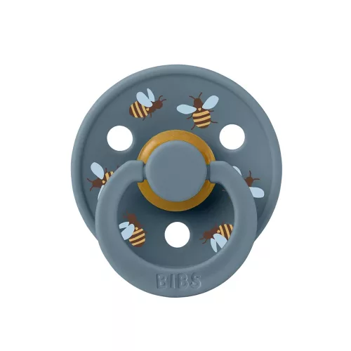 BIBS játszócumi - Studio Méhecskék Colour natúr kaucsuk 0-6 hó páva 1db tasakban