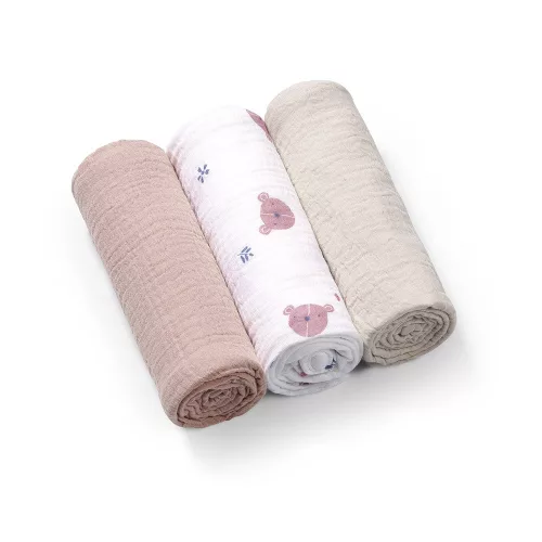 BabyOno textilpelenka színes 3db gyűrt muszlin szürke 828/03