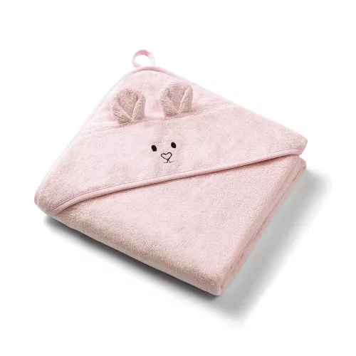 BabyOno fürdőlepedő kapucnis bambusz 100x100cm egérfülekkel púderrózsaszín 1553/04