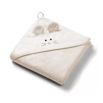   BabyOno fürdőlepedő kapucnis bambusz 100x100cm egérfülekkel krémszínű 1553/05