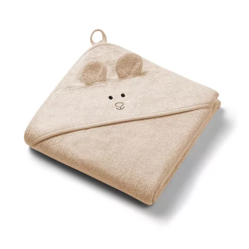 BabyOno fürdőlepedő kapucnis bambusz 100x100cm egérfülekkel sötét bézs 1553/06