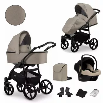   Kunert multifunkciós babakocsi 3in1 Mata fekete vázzal Cosmo i-Size babahordozóval mocca MA-02-BL