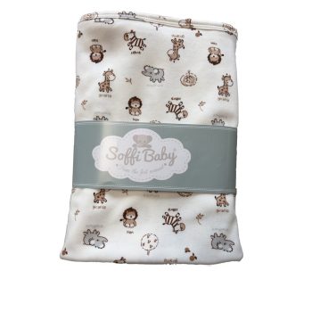 Soffi Baby takaró pamut dupla barna állatok 80x100cm