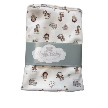 Soffi Baby takaró pamut dupla barna állatok 80x100cm