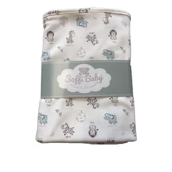 Soffi Baby takaró pamut dupla kék elefántok 80x100cm