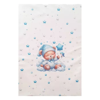 Color pelenkázó lap sík 70x50cm Maci fiú kék