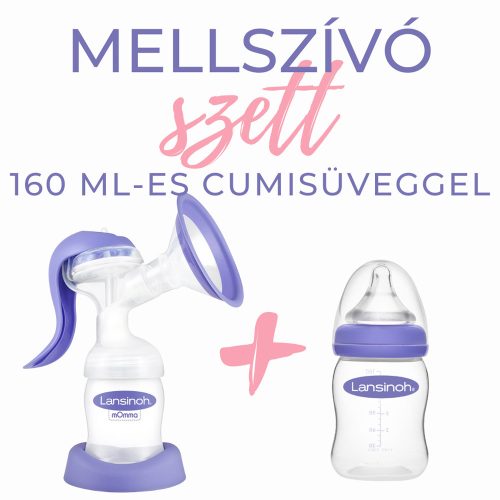 Lansinoh 2 fázisú kézi mellszívó 160ml cumisüveggel szettben