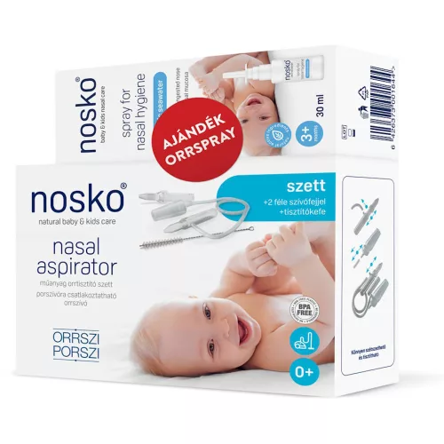 Nosko Orrszi Porszi orrszívó műanyag szett 2 féle szívófejjel - ajándék orrspray