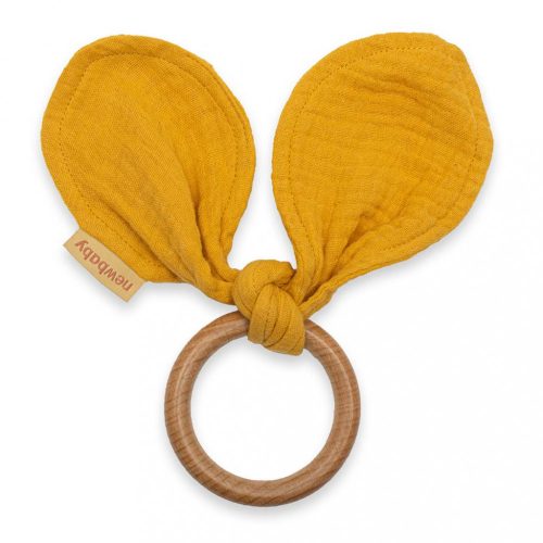 Rágóka levelekkel New Baby Ears mustard