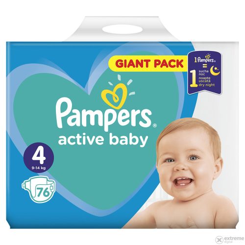 Pampers Active Baby 4 Giant Pack pelenka 9-14 kg - 76 db