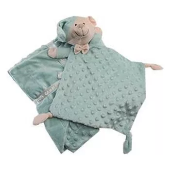   Gamberritos takaró - plüss buborékos anyagú 80x110cm plüss szundikendővel maci zöld 10339