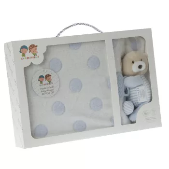   Gamberritos takaró - wellsoft 80x110cm - plüss játékkal, rágókával kék kutya 10617