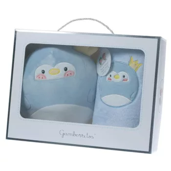   Gamberritos takaró wellsoft 80x110cm plüss játékkal  kék pingvin 10756