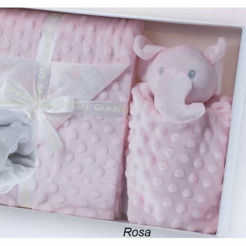 Gamberritos takaró - wellsoft 80x110cm - szundikendővel rózsaszín elefánt 10763