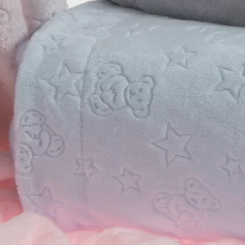   Gamberritos takaró plüss 80x110cm maci és csillag kék 10878