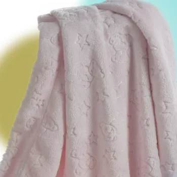   Gamberritos takaró plüss 80x110cm maci és csillag rózsaszín 10878