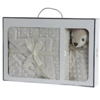   Gamberritos takaró plüss buborékos anyagú 80x110cm szundikendővel bézs szarvas 10887