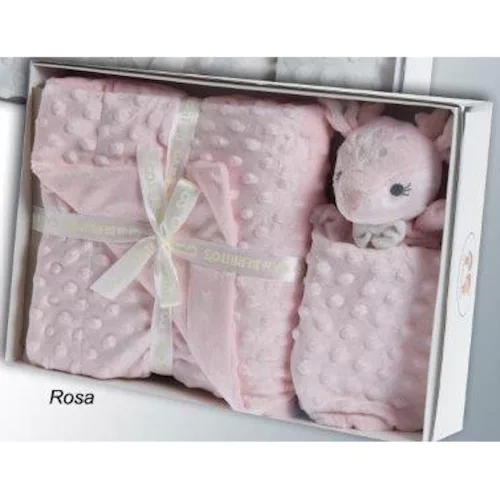 Gamberritos takaró plüss buborékos anyagú 80x110cm szundikendővel rózsaszín őzike 10887