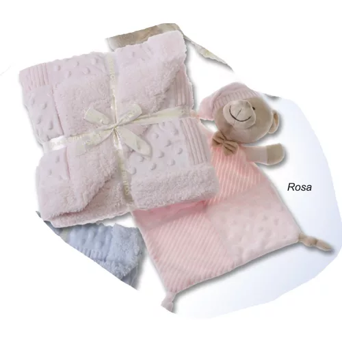 Gamberritos takaró - plüss 80x110cm plüss szundikendővel maci rózsaszín 11007