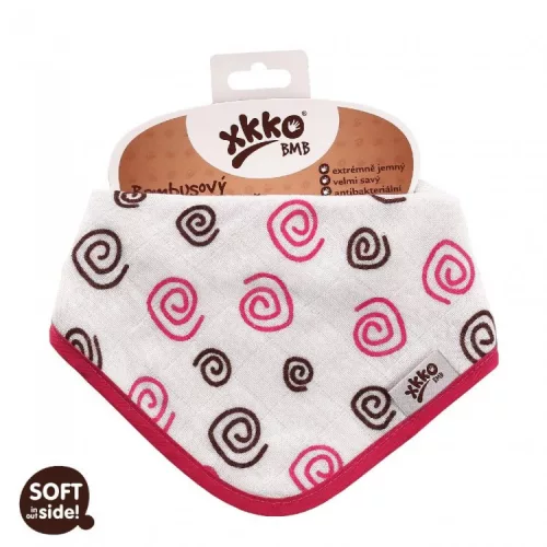 Xkko nyálkendő patentos bambusz magenta spirálok BMBBND009