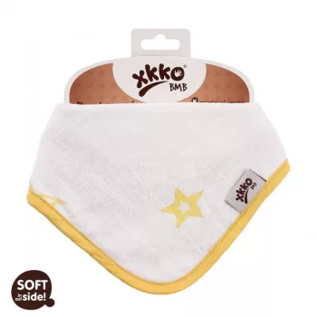   Xkko nyálkendő patentos bambusz citromsárga csillagok BMBBND018