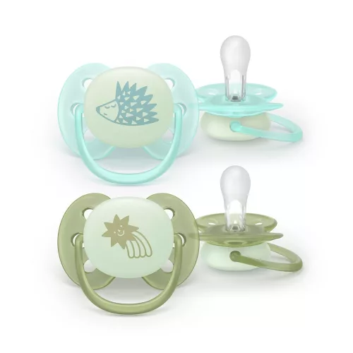 Philips AVENT játszócumi Ultrasoft éjszakai mintás 0-6hó fiús 2db