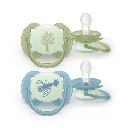 Philips AVENT játszócumi Ultrasoft éjszakai fenyőfa 18hó fiús 2db