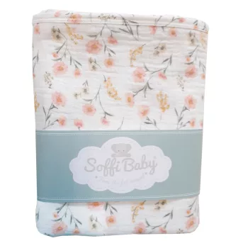 Soffi Baby takaró muszlin dupla virágmintás 70x90cm