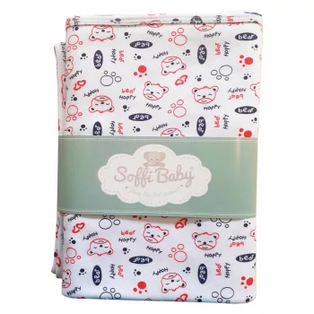 Soffi Baby takaró pamut dupla happy bear 80x100cm