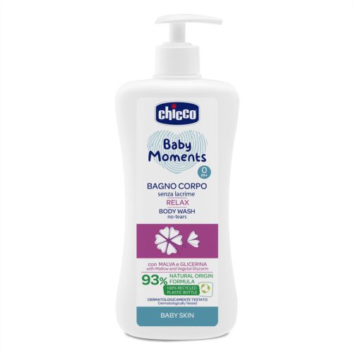 Chicco Fürdető Relax 500 ml - könnymentes Baby Moments mályvakivonat és növényi glicerin