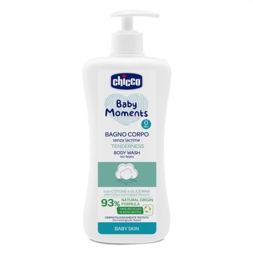 Chicco Fürdető Tenderness 500 ml - könnymentes Baby Moments gyapotkivonattal és növényi glicerinnel