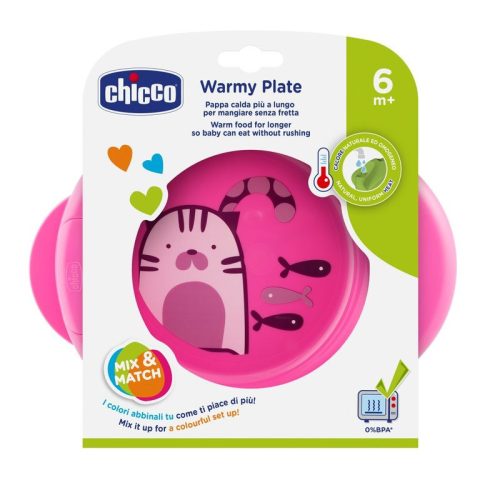 Chicco Warmy Plate melegentartó tányér rózsaszín