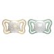 Chicco Physio Forma® Light Glow 2-6hó éjszakai cumi 2 db foszforeszkálós karimával