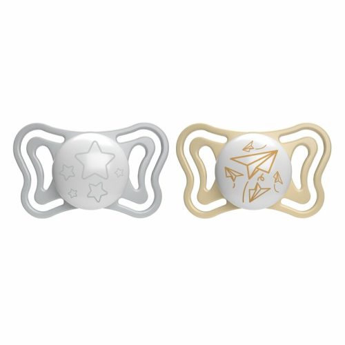 Chicco Physio Forma® Light Glow 6-16hó éjszakai cumi 2db foszforeszkálós karimával